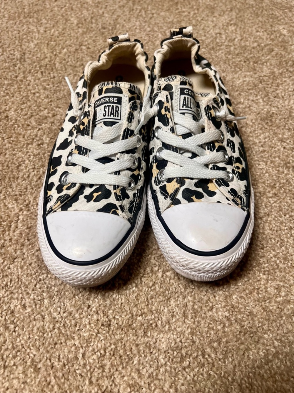 Converse Low Top Sneakers in Black, White & Tan Leopard Print - Picture 4 of 4
